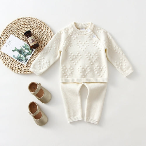 KnitNest™ – Knitted Baby Sweater & Pants Set