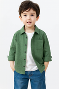 Solid Dark Green Textured Shirt